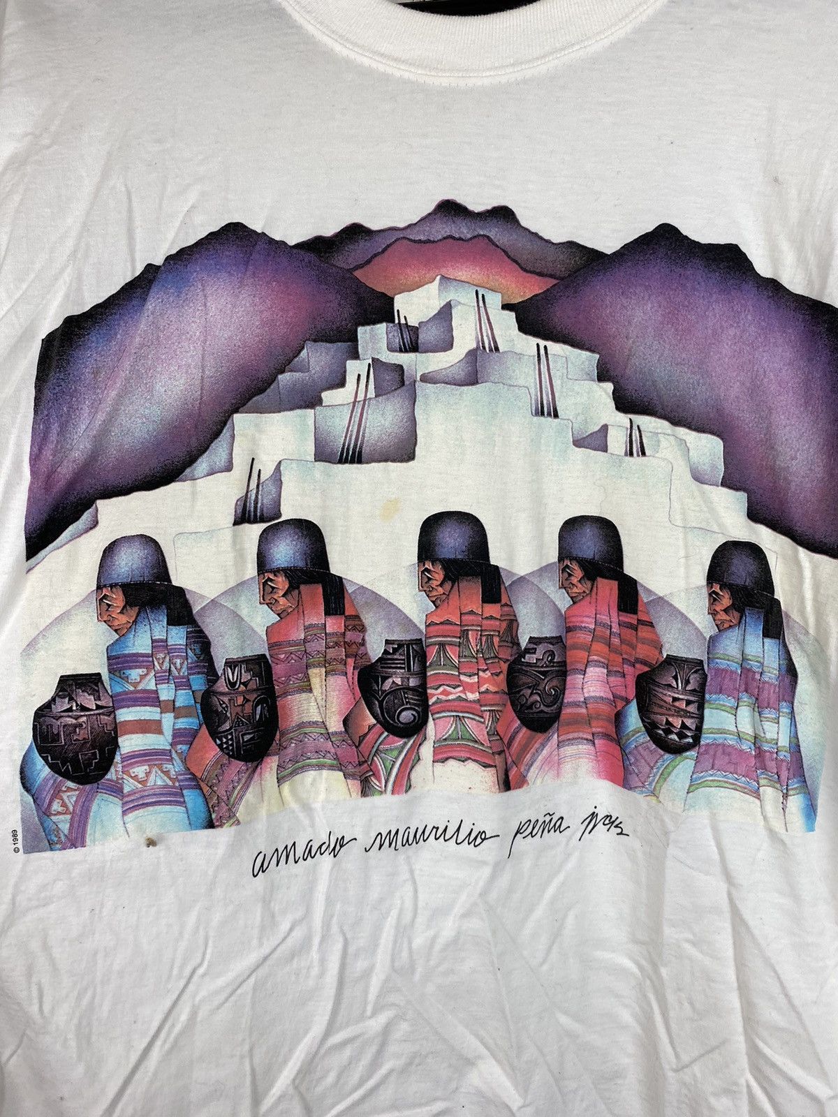 Vintage Vintage 1989 Amado Maurilio Peña Single Stitch White T shirt Size US XL / EU 56 / 4 - 2 Thumbnail