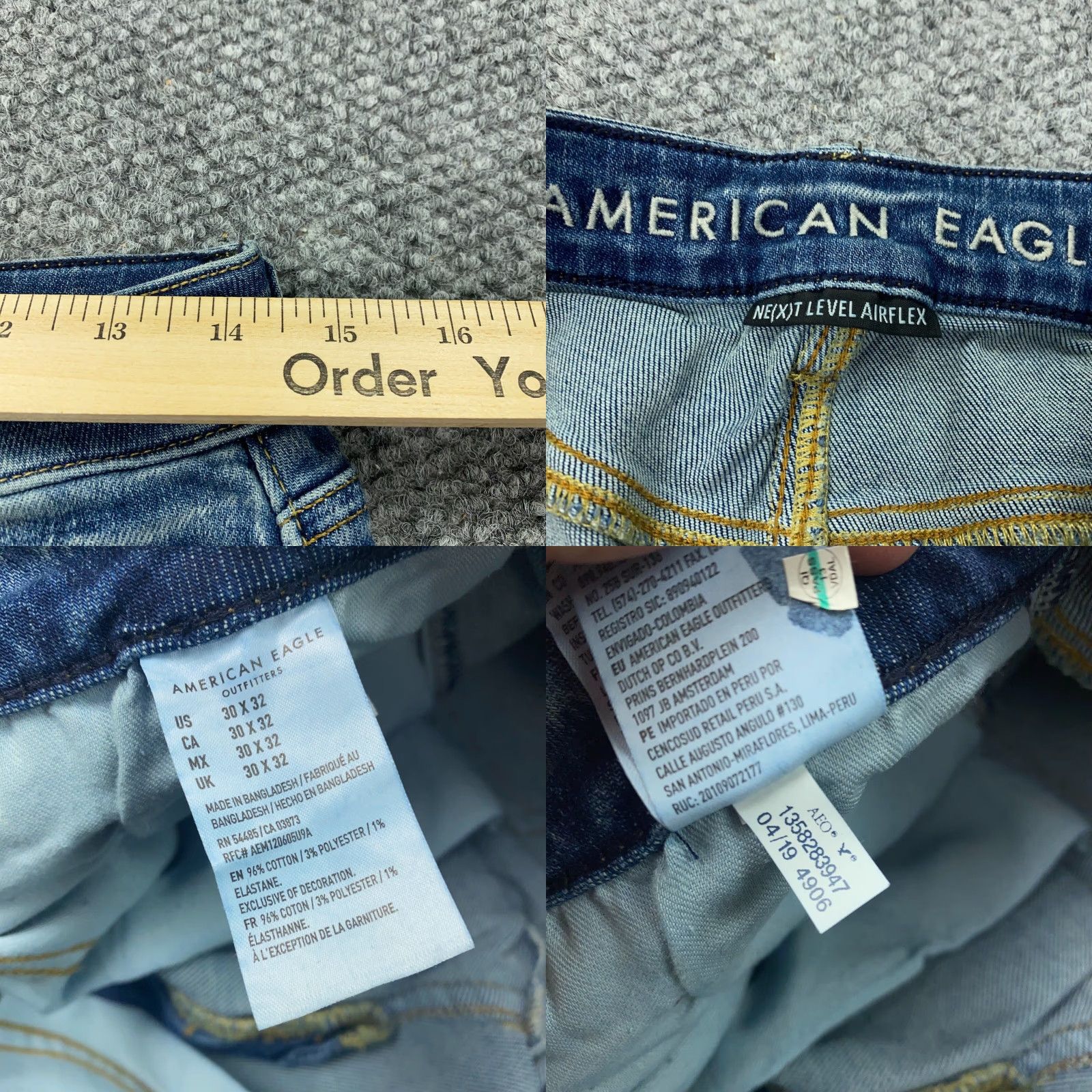 American Eagle Outfitters American Eagle Jeans 30x32 Straight Blue Next Level AirFlex Distressed Mens Size US 30 / EU 46 - 8 Thumbnail