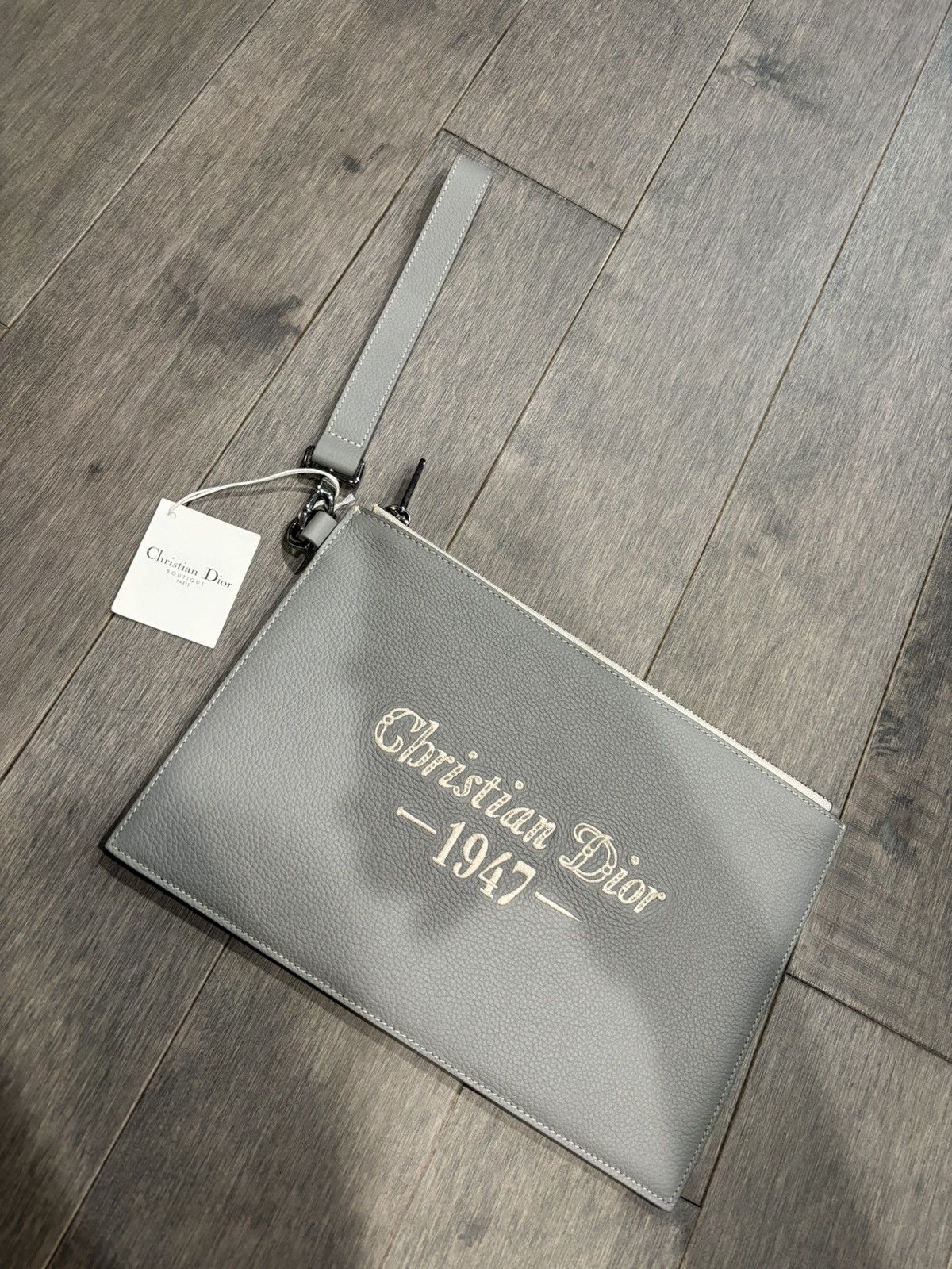 image of Christian Dior Grey 1947 Side Bag Money Bag Pouch, Men's