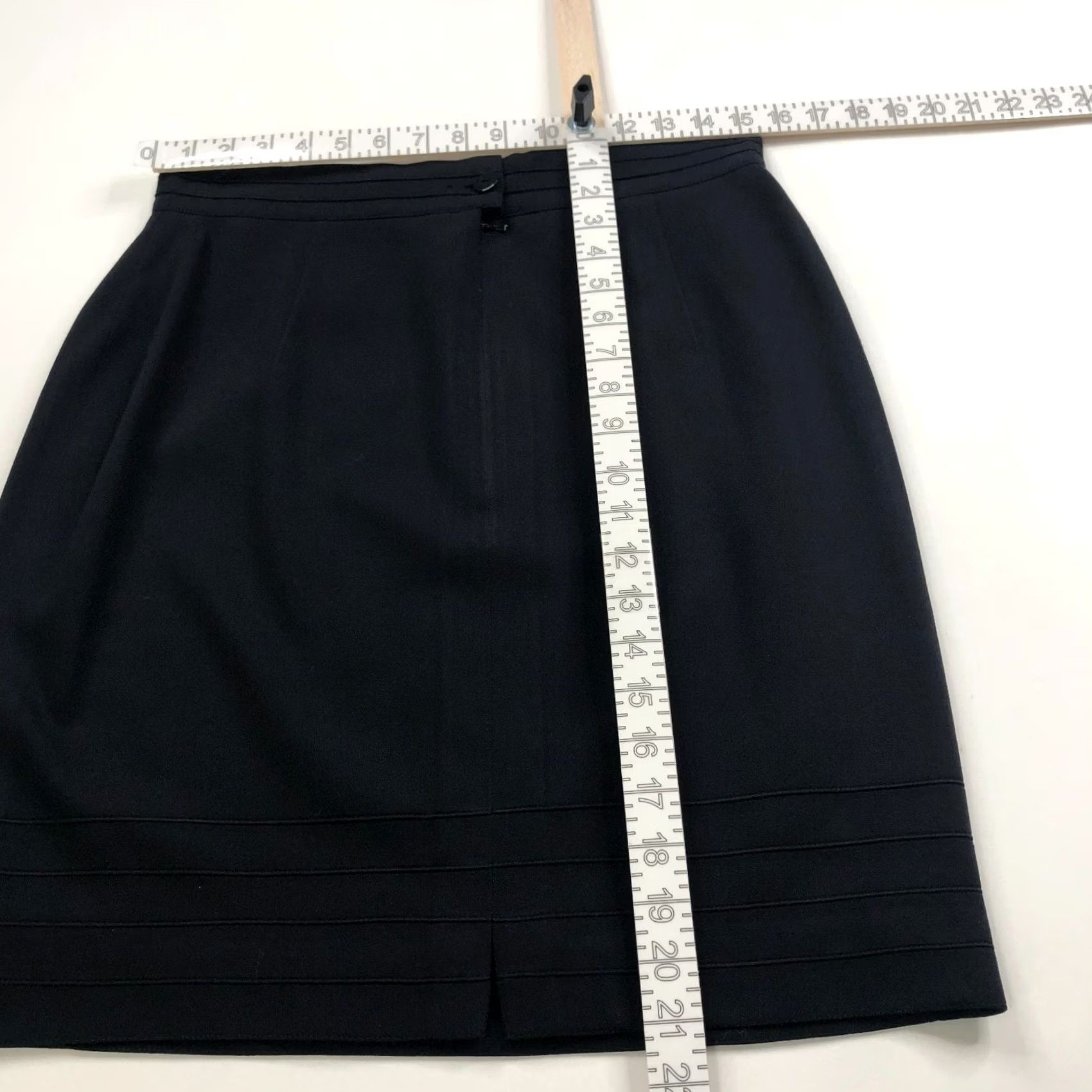 Escada VINTAGE Escada Skirt Black Mini Button Zip Lined Wool 31 In 5.25 ECESCADA VTG Size 32" / US 10 / IT 46 - 4 Thumbnail