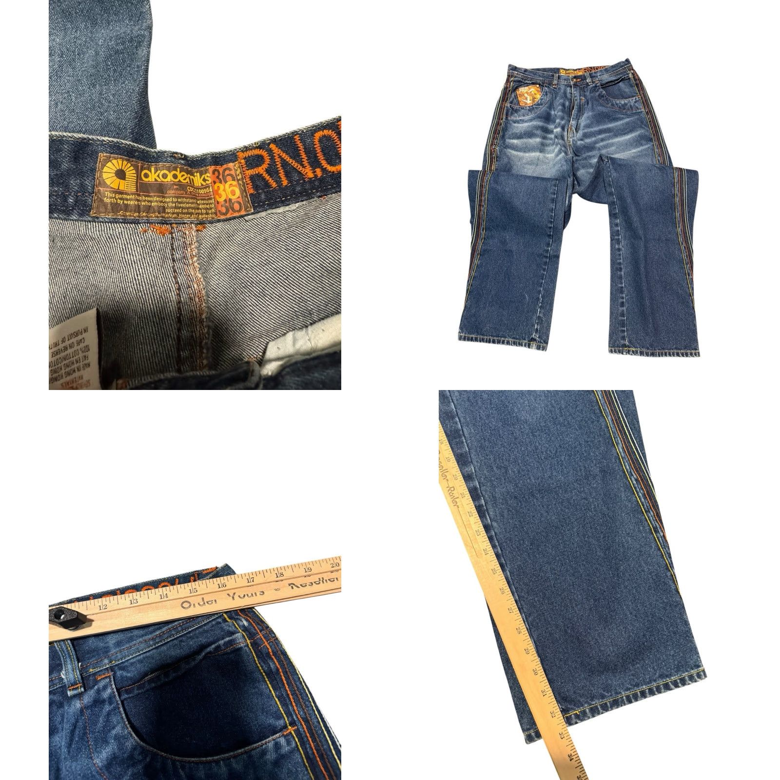 Akademiks VINTAGE Akademiks Jeans Mens 36x33 Blue Baggy Skater 90s Hip Hop Urban Y2K Jeans Men Blue 90s Hip Hop Vintage Urban Baggy Relaxed 36x33 Mens Size US 36 / EU 52 - 9 Thumbnail