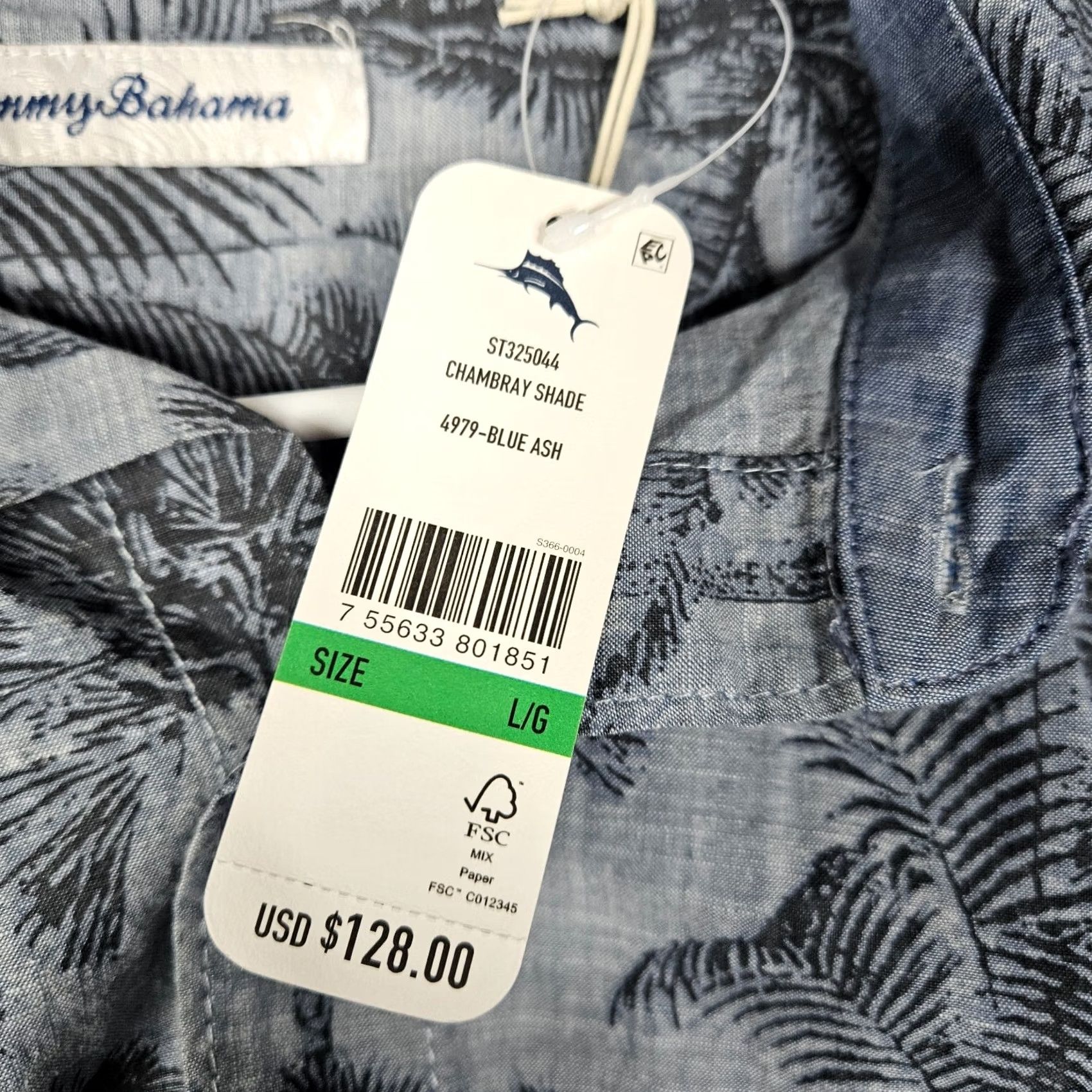 Tommy Bahama Tommy Bahama Button-Up Chambray Shirt Mens L Long Sleeve Multicolor Floral 47 Chest Regular New Size US L / EU 52-54 / 3 - 7 Thumbnail