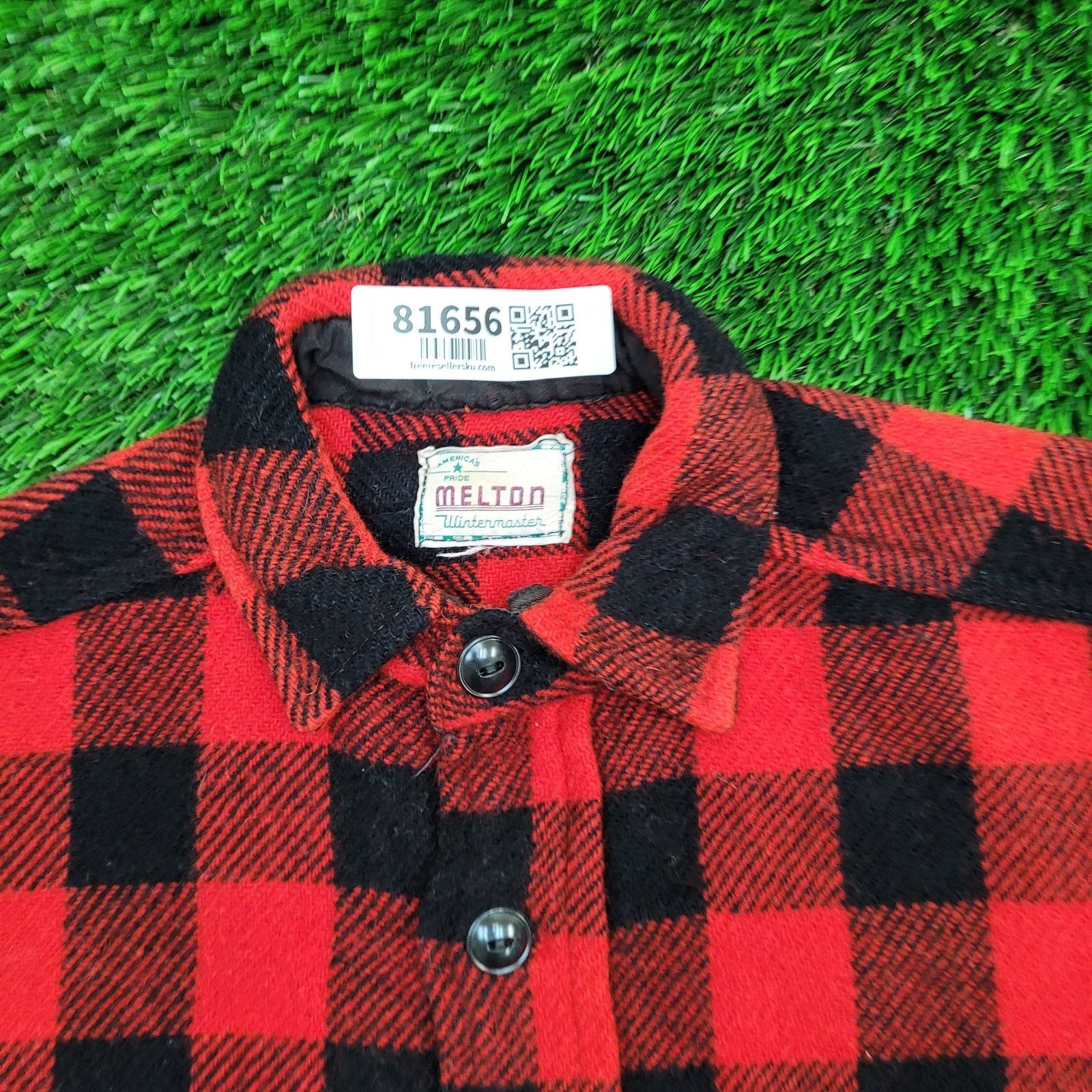Vintage Vintage 50s Melton Wool Button Shirt L 22x27 Buffalo Plaid Size US L / EU 52-54 / 3 - 9 Thumbnail