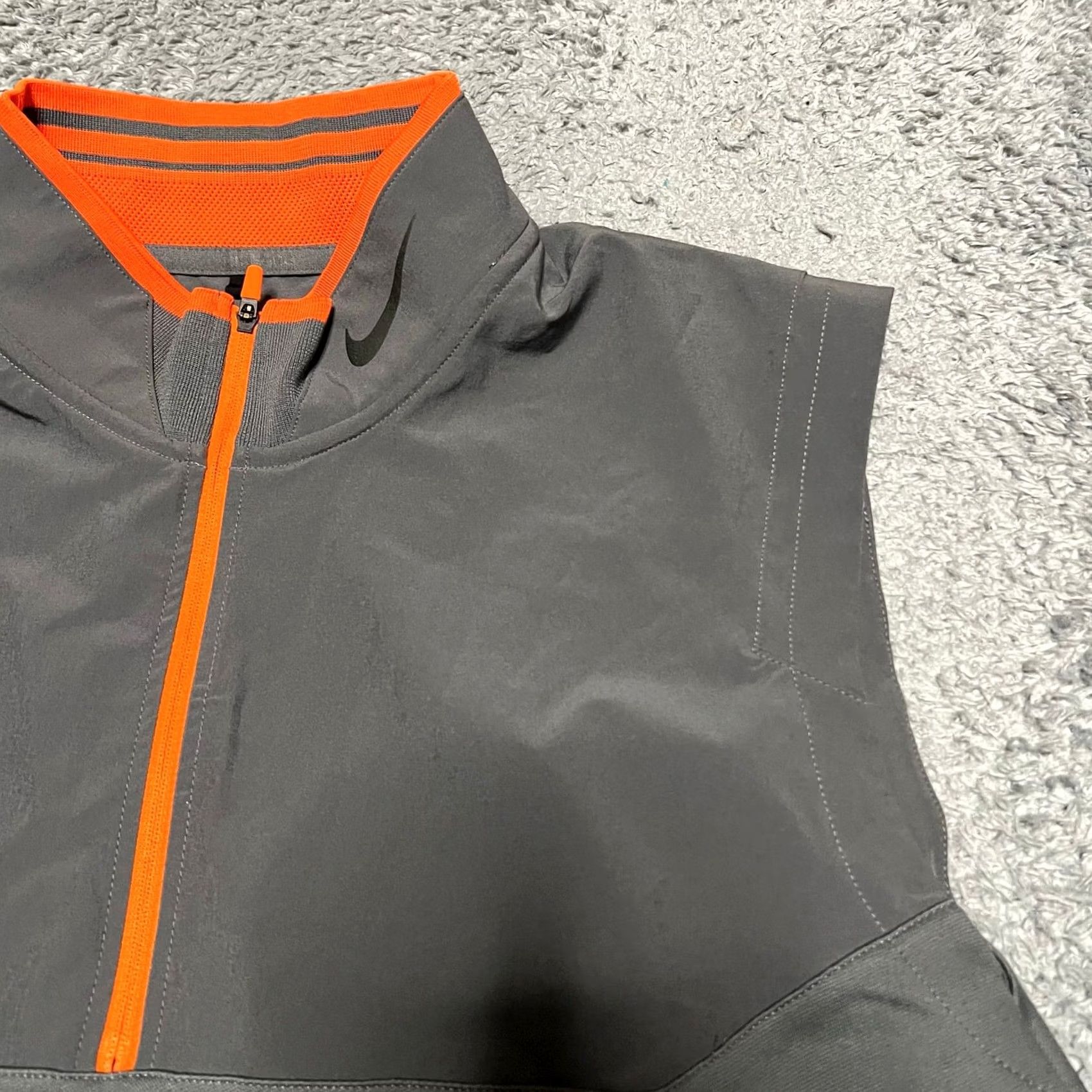 Nike Nike Golf Vest Mens Large 1/4 Zip Dri-Fit Performance Vest Gray Orange Jacket Vest Gray Orange Mens L Size US L / EU 52-54 / 3 - 2 Thumbnail