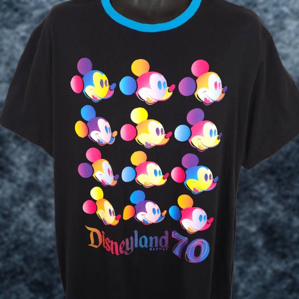 Disney Disneyland T Shirt Mens XL Black 70th Anniversary Mickey Mouse Ringer Tee Size US XL / EU 56 / 4 - 1 Thumbnail