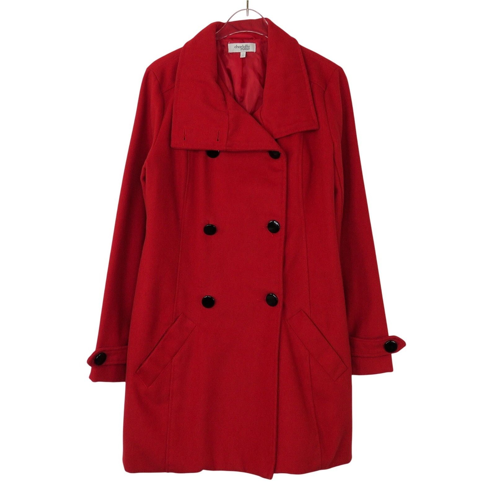 Other Charlotte Russe Red Wool Pea Coat Small Double Breasted Size S / US 4 / IT 40 - 5 Thumbnail