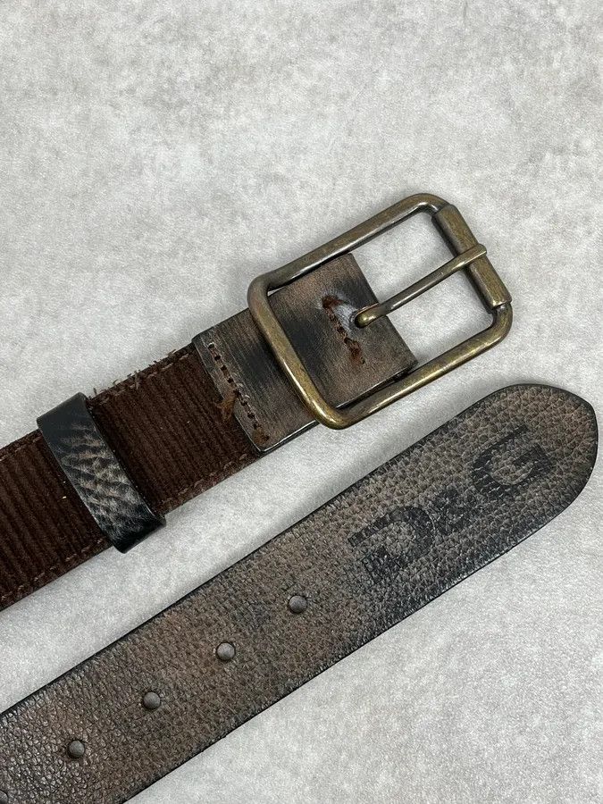 Dolce & Gabbana 2000s Dolce & Gabbana Brown Hybrid Leather Military Belt Size ONE SIZE - 5 Thumbnail