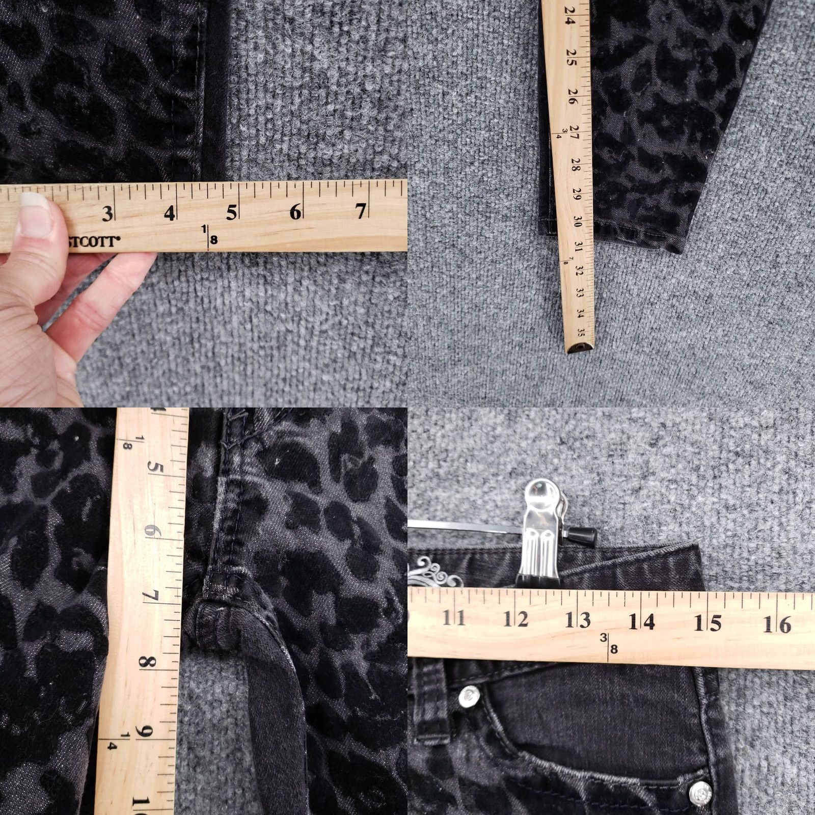 Express Express Jeans Women 2 Ultra Low Legging Animal Print Dark Black Denim Size 26" / US 2 / IT 38 - 9 Thumbnail