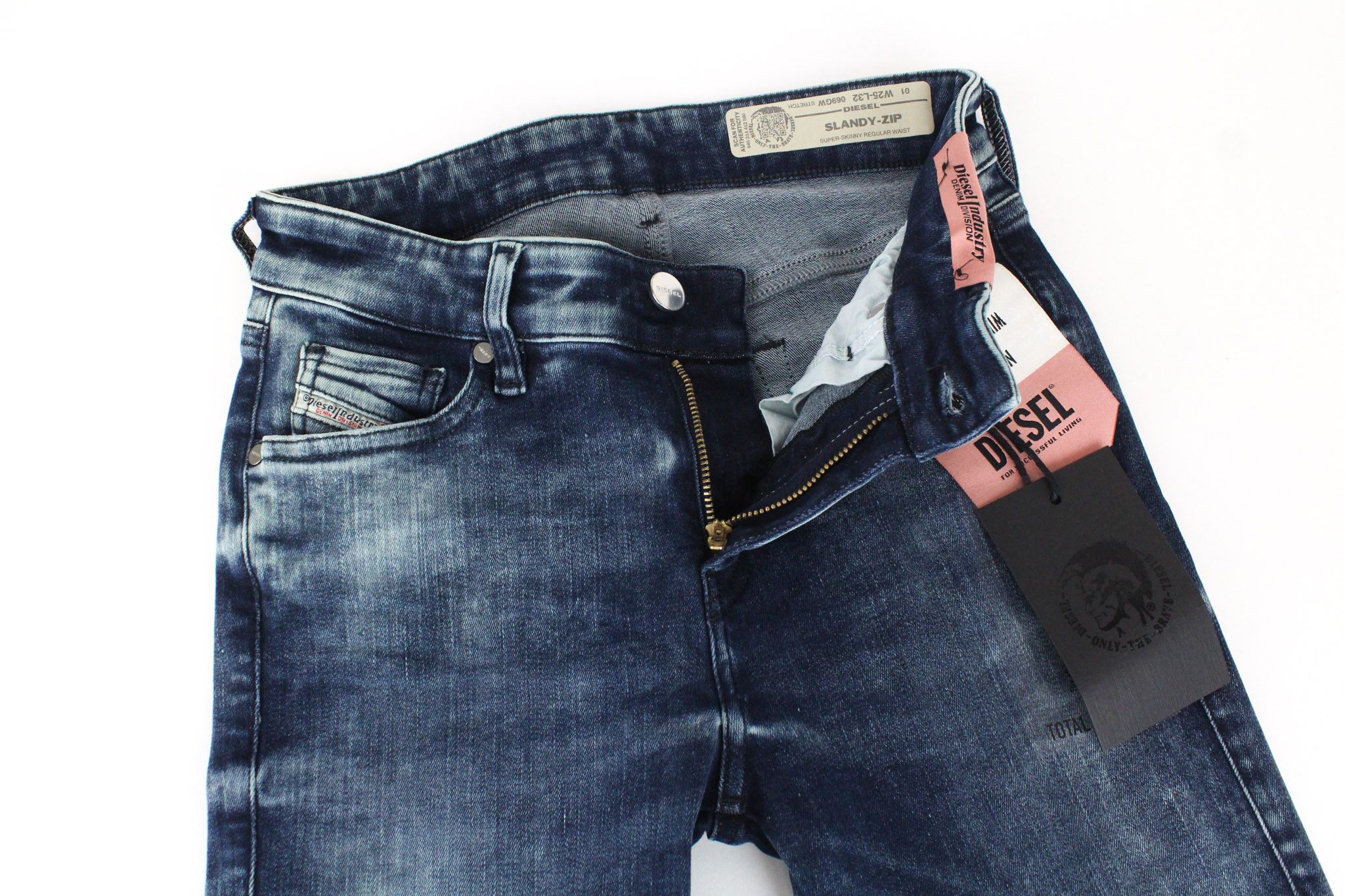 Diesel SLANDY-ZIP 069GW W25/L32 Mid Blue Jeans 71078 Size 25" / US 0 / IT 36 - 3 Thumbnail