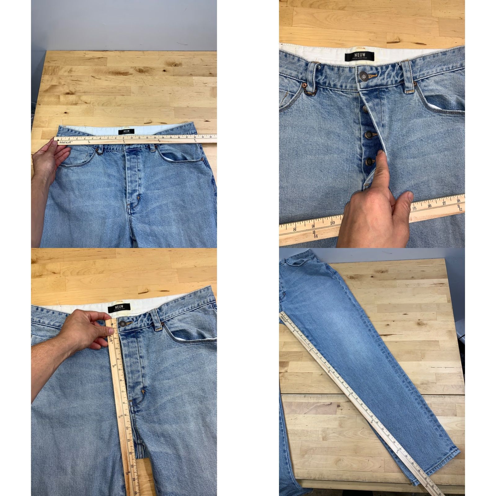 Vintage Neuw Denim Jeans Men 36x32 Blue Tapered Fit Button Fly 5-Pocket Regular Size 36 Streetwear Casual Denim Jeans Mens Size US 36 / EU 52 - 8 Thumbnail