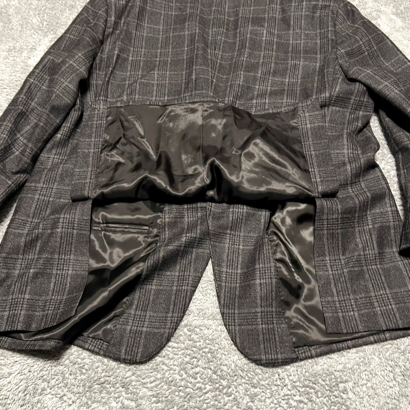 Vintage Baroni Blazer Mens 48R Super 150s Gray Plaid Wool Sport Coat Jacket Size 48R - 4 Thumbnail