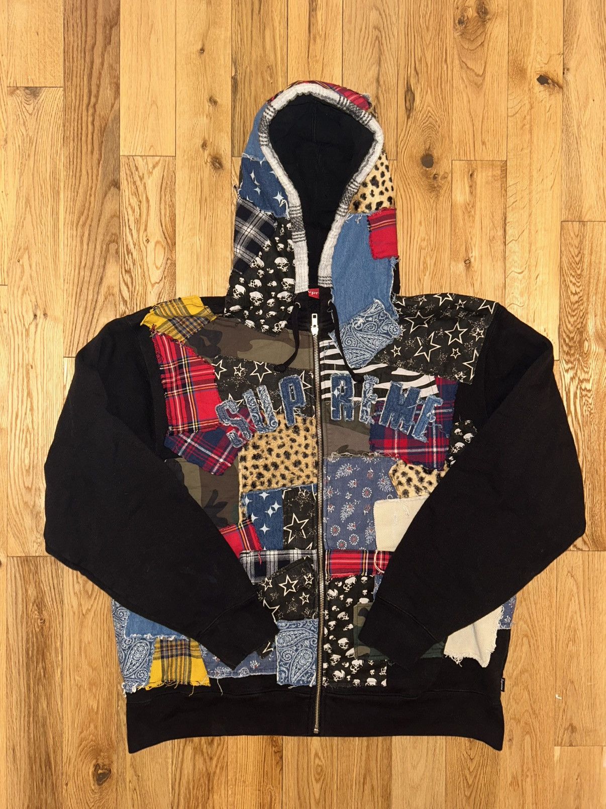 Streetwear × Supreme Supreme Patchwork Zip Up Hoodie SS25 | Grailed