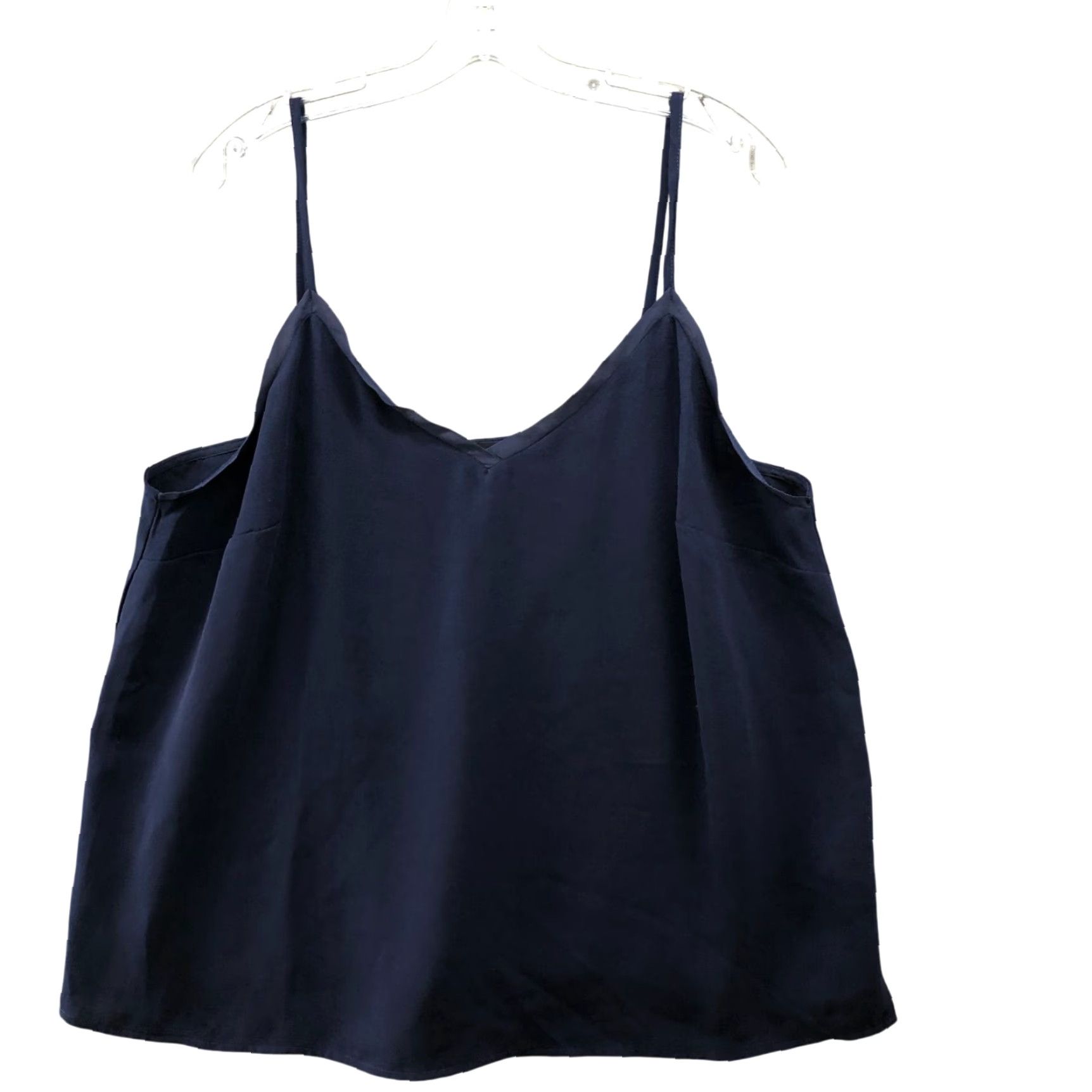 Vintage Eloquii Cami Top Womens 16 Navy Blue V-Neck Flowy Chiffon Tank Sleeveless Shirt Size XXL / US 16-18 / IT 52-54 - 2 Thumbnail