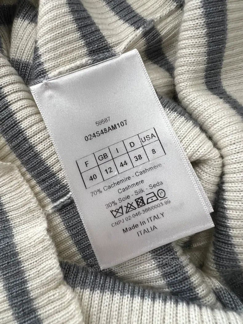 Dior Dior Greyish-white striped little bee logo knitted sweater Size S / US 4 / IT 40 - 5 Thumbnail