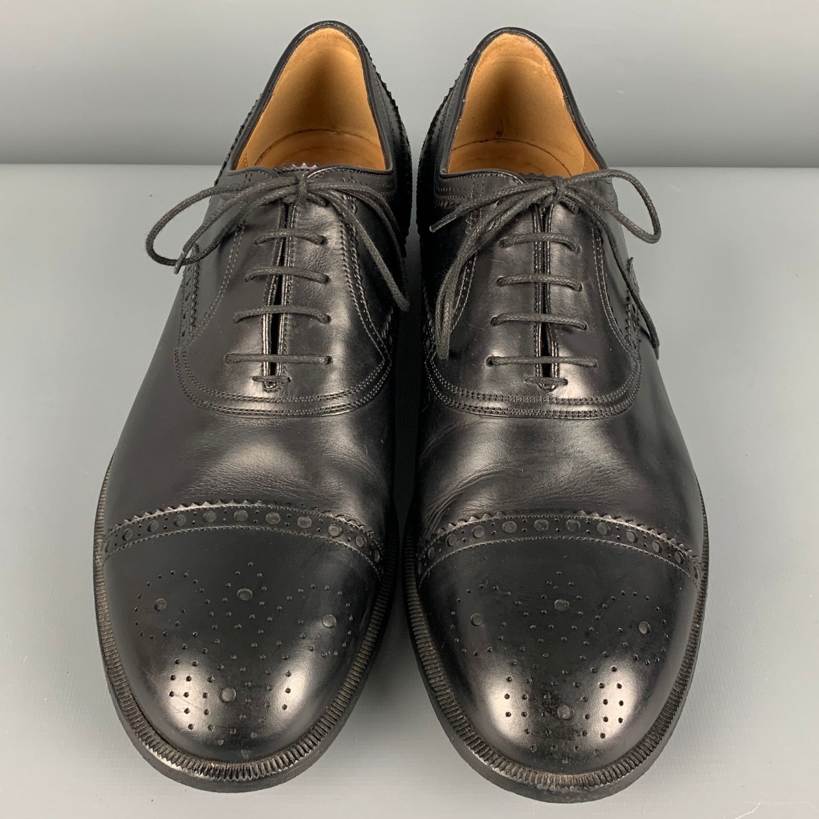 Gucci GUCCI Black Perforated Leather Oxford Cap Toe Lace Up Shoes Size US 9.5 / EU 42-43 - 4 Thumbnail