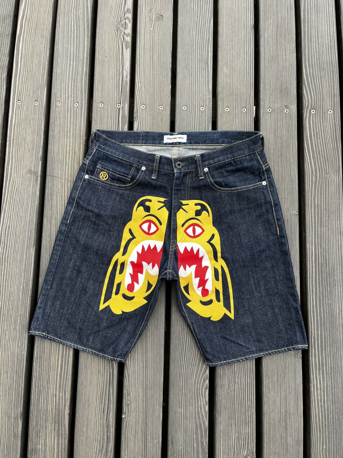 Denim Used Bape Shorts Bape Shorts DENIM PAINTER SHORTS A Bathing
