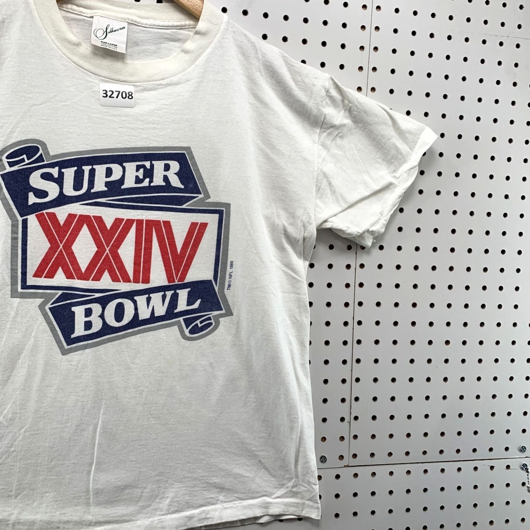 NFL VINTAGE NFL Super Bowl XXIV Shirt White Mens L USA 20.5x25 80s Single Stitch Nike? Size US L / EU 52-54 / 3 - 4 Thumbnail