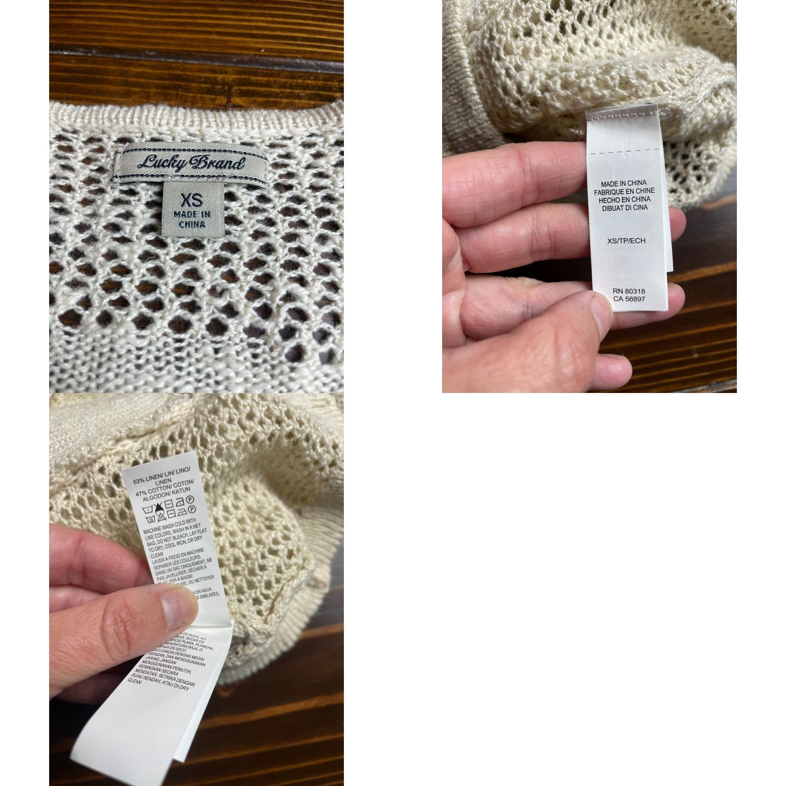 Lucky Brand Lucky Brand Sweater Shirt Cardigan Women XS Ivory Cream Linen Blend Full Zip Regular Size XS / US 0-2 / IT 36-38 - 8 Thumbnail