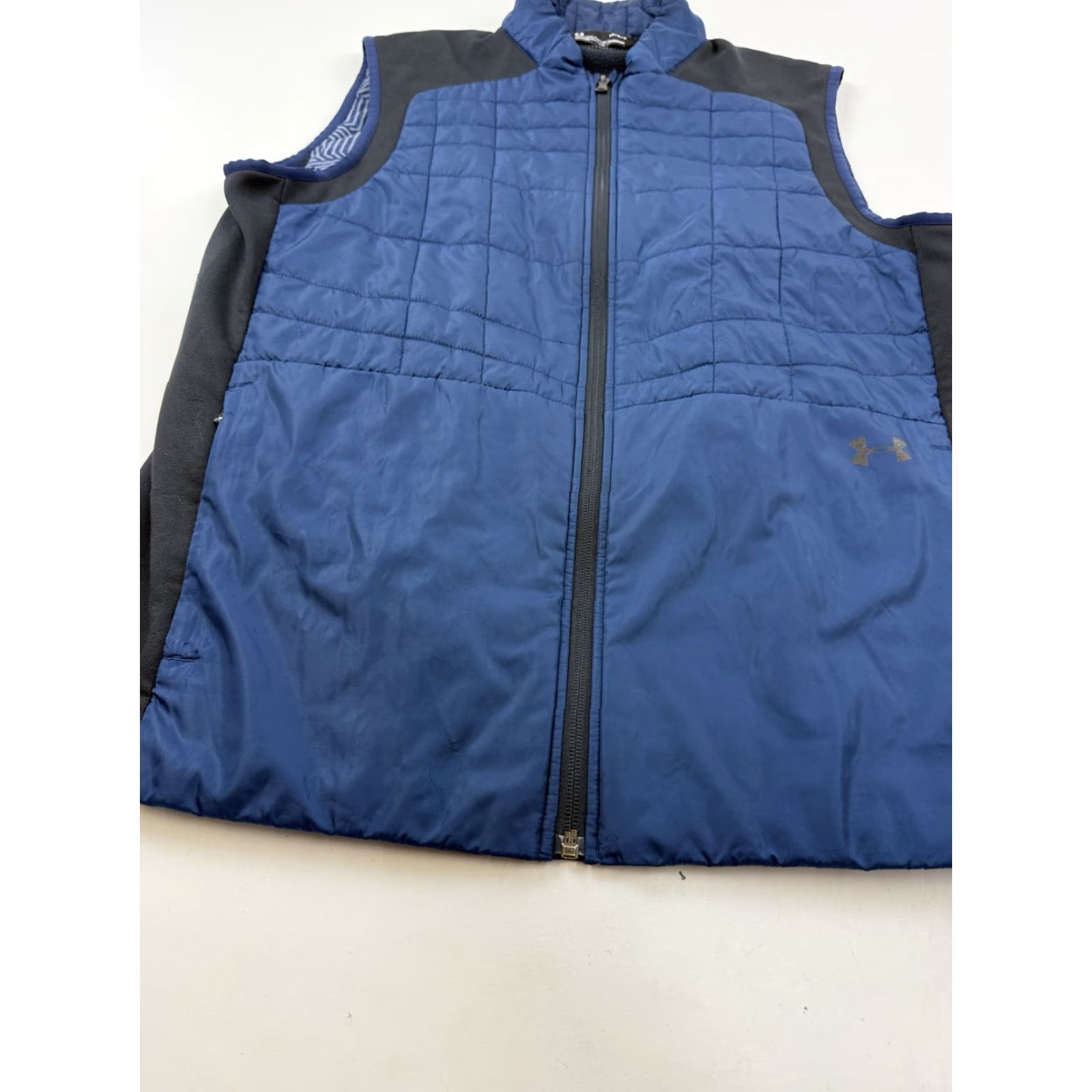 Under Armour Under Armour ColdGear Vest Mens Large Blue Colorblock Full Zip Insulated Sleeveless Track Jacket Vest with Pockets Size US L / EU 52-54 / 3 - 2 Thumbnail