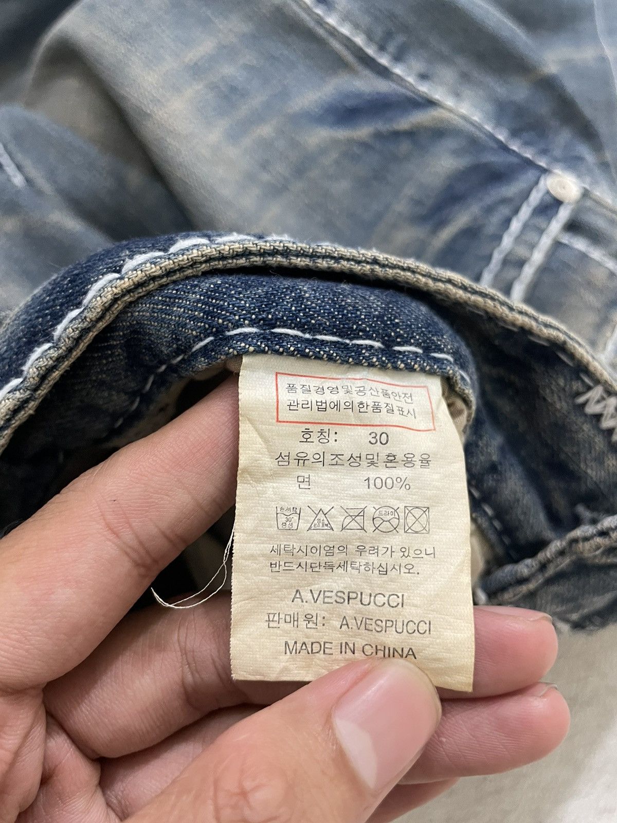 If Six Was Nine 2000s Amerigo Vespucci Faded Denim Size US 30 / EU 46 - 7 Thumbnail