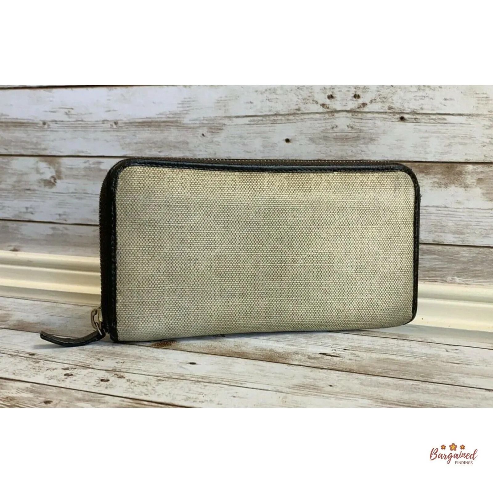 Gucci GUCCI GG Beige Canvas Brown Leather Zippy Long Wallet Size ONE SIZE - 2 Thumbnail