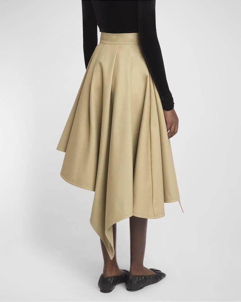 Balmain o1s1wg111025 Pleated Hi-Low Cotton Midi Skirt in Beige Size 25" / US 0 / IT 36 - 6 Thumbnail