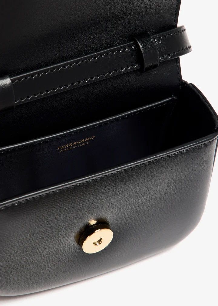 Salvatore Ferragamo Black Salvatore Ferragamo Fiamma Mini Leather Crossbody Bag Size ONE SIZE - 4 Thumbnail