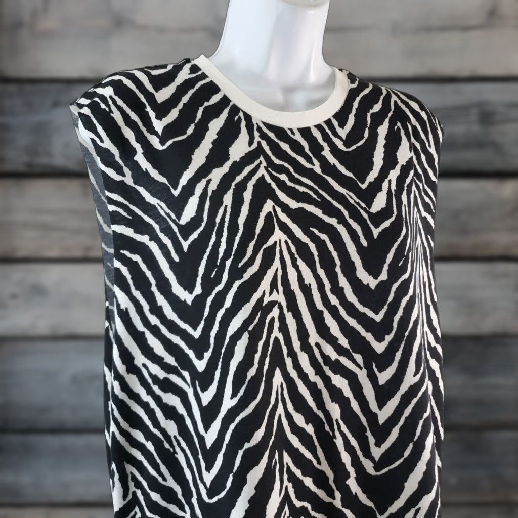 Vintage Zyia Active Tank Top Womens Safari Sleeveless XL Black White Animal Print Shirt Size XL / US 12-14 / IT 48-50 - 1 Thumbnail