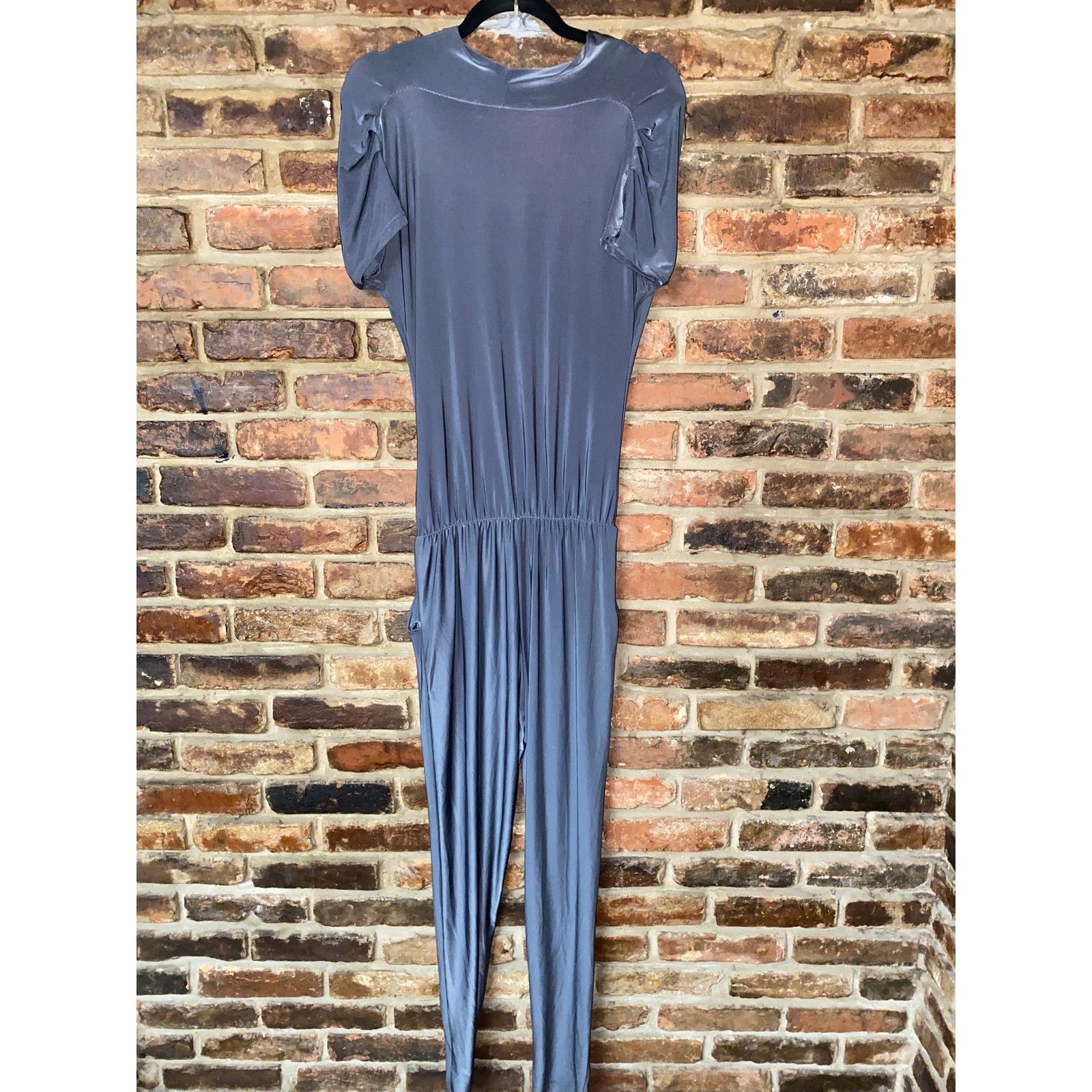 Other Perla Nera Gray Silver Metallic Cowl Neck Jumpsuit 8 Size 30" / US 8 / IT 44 - 6 Thumbnail