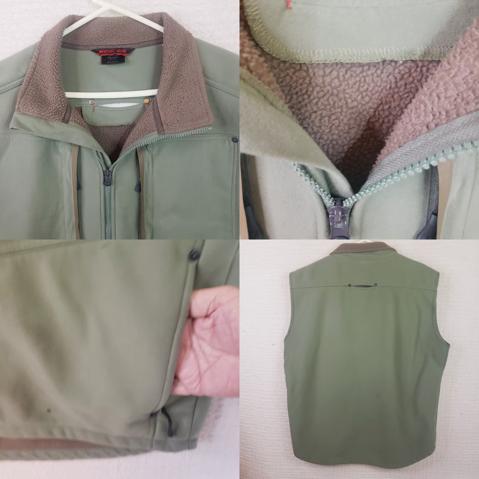 Vintage Mossy Oak Camp Sherpa Vest Mens XL Green Sherpa Lined 4 Zip Pockets Camp Vest Size US XL / EU 56 / 4 - 8 Thumbnail