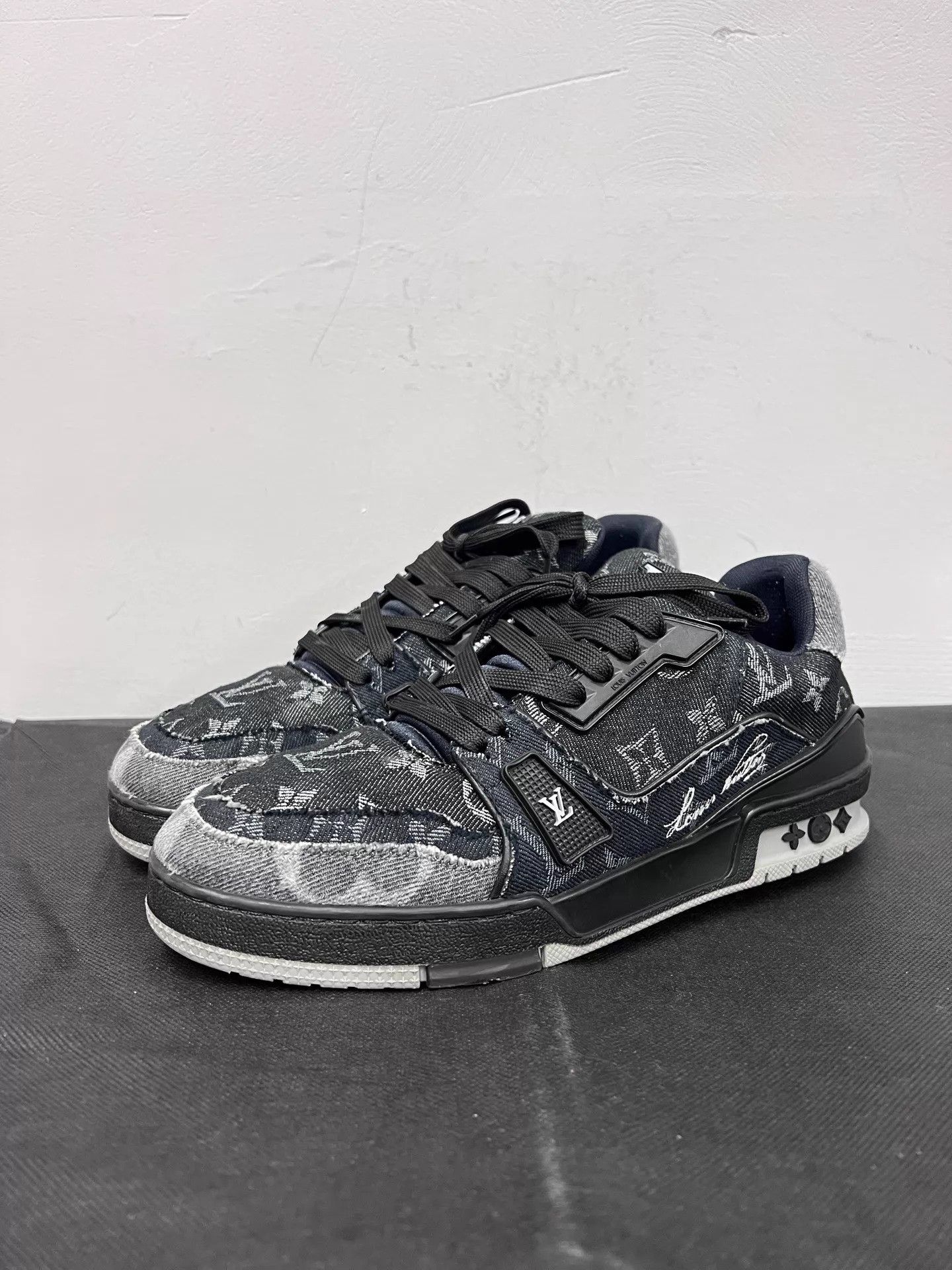 Louis Vuitton LV Trainer Black Distressed Denim Sneaker US6.5/EU40.5 Size US 7.5 / EU 40-41 - 1 Thumbnail