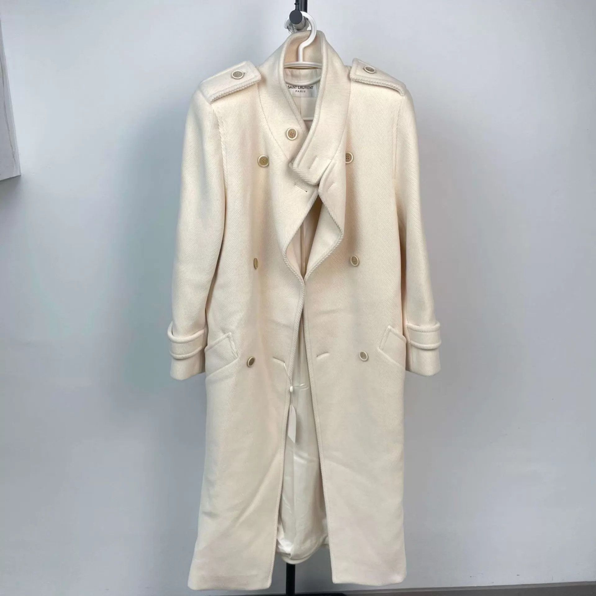 Yves Saint Laurent YSL Cashmere Long Beige Coat 36 Size XS / US 0-2 / IT 36-38 - 1 Thumbnail