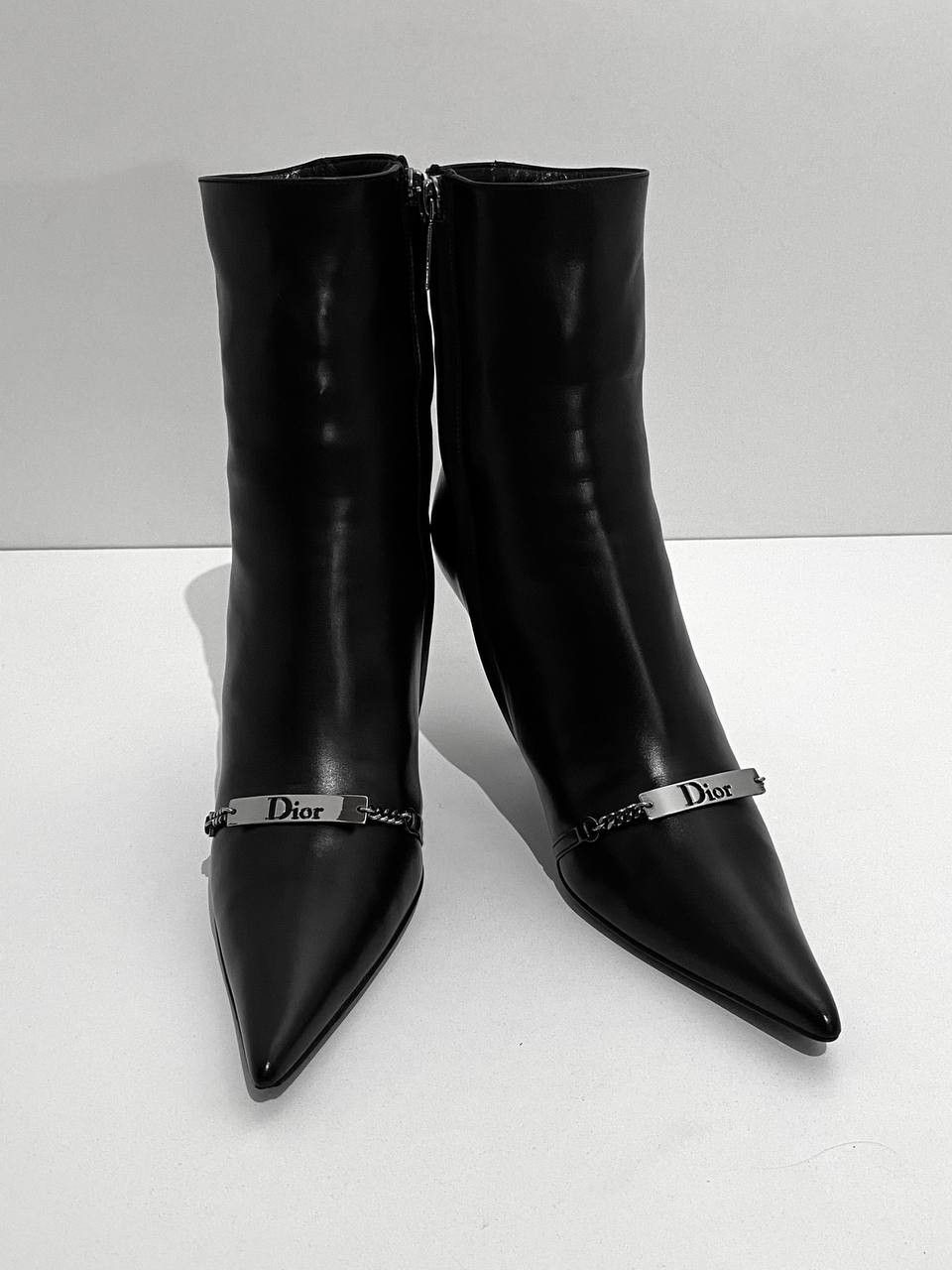 Dior Dior x Galliano Chain Logo Black Leather Archive Boots Y2K Size US 6.5 / IT 36.5 - 2 Thumbnail
