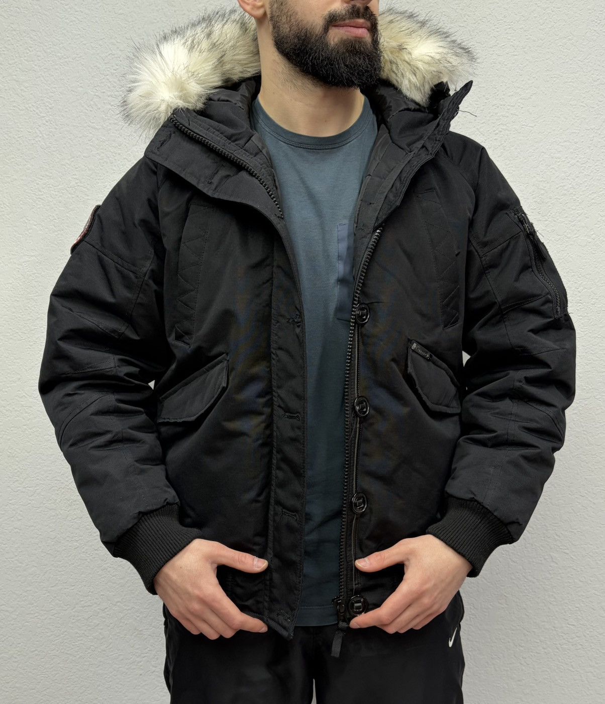 If Six Was Nine Vintage Rick Owens Vibe Black Bomber Jacket Faux Fur Collar Size US M / EU 48-50 / 2 - 4 Thumbnail