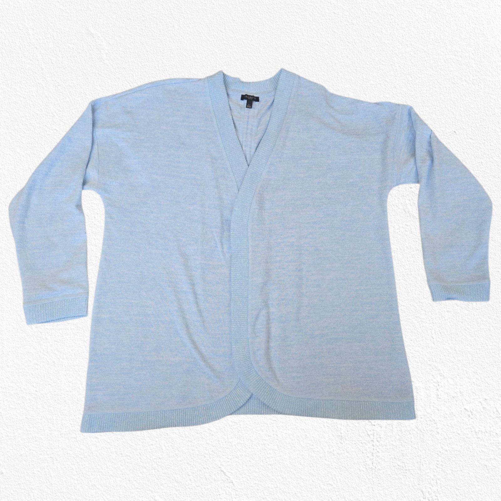 Other Light Blue Ruched Back Open Front Cardigan Size Large Petite Size L / US 10 / IT 46 - 2 Thumbnail