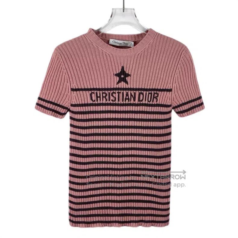 Dior Dior Pink striped logo letter inlaid cotton round-neck sho Size XS / US 0-2 / IT 36-38 - 1 Thumbnail