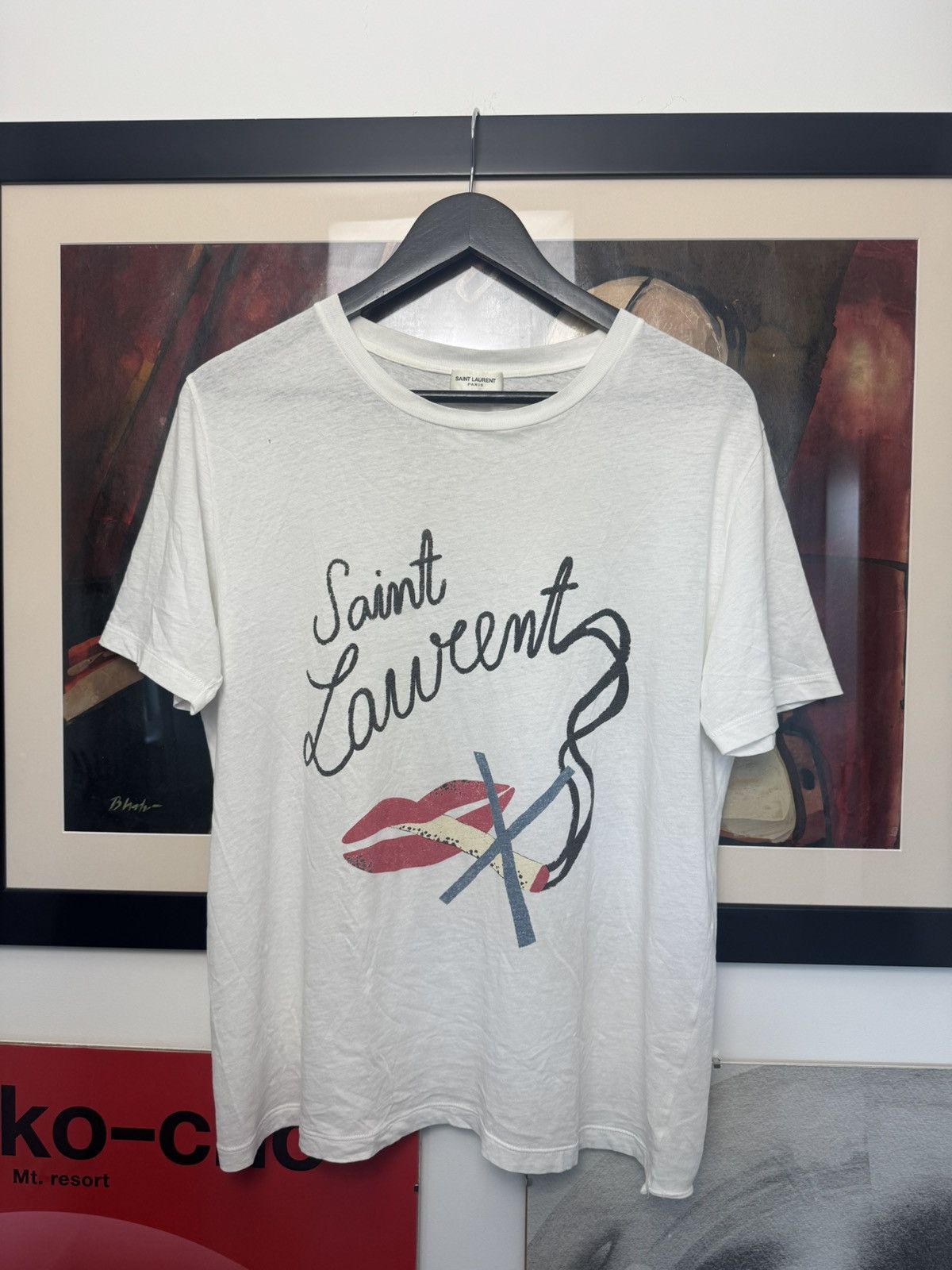 SAINT LAURENT(サンローラン) NO SMOKING 白　Tシャツ Saint Laurent No Smoking Crew Neck T-Shirt w/ Tags - Size S