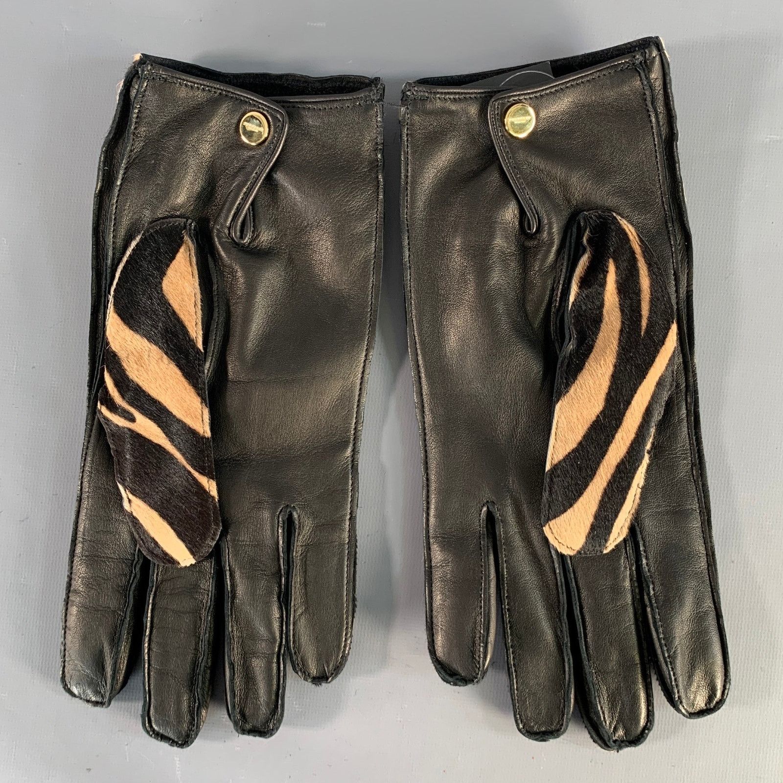Burberry Prorsum BURBERRY PRORSUM Beige Brown & Black Kidskin Leather Gloves Size ONE SIZE - 2 Thumbnail