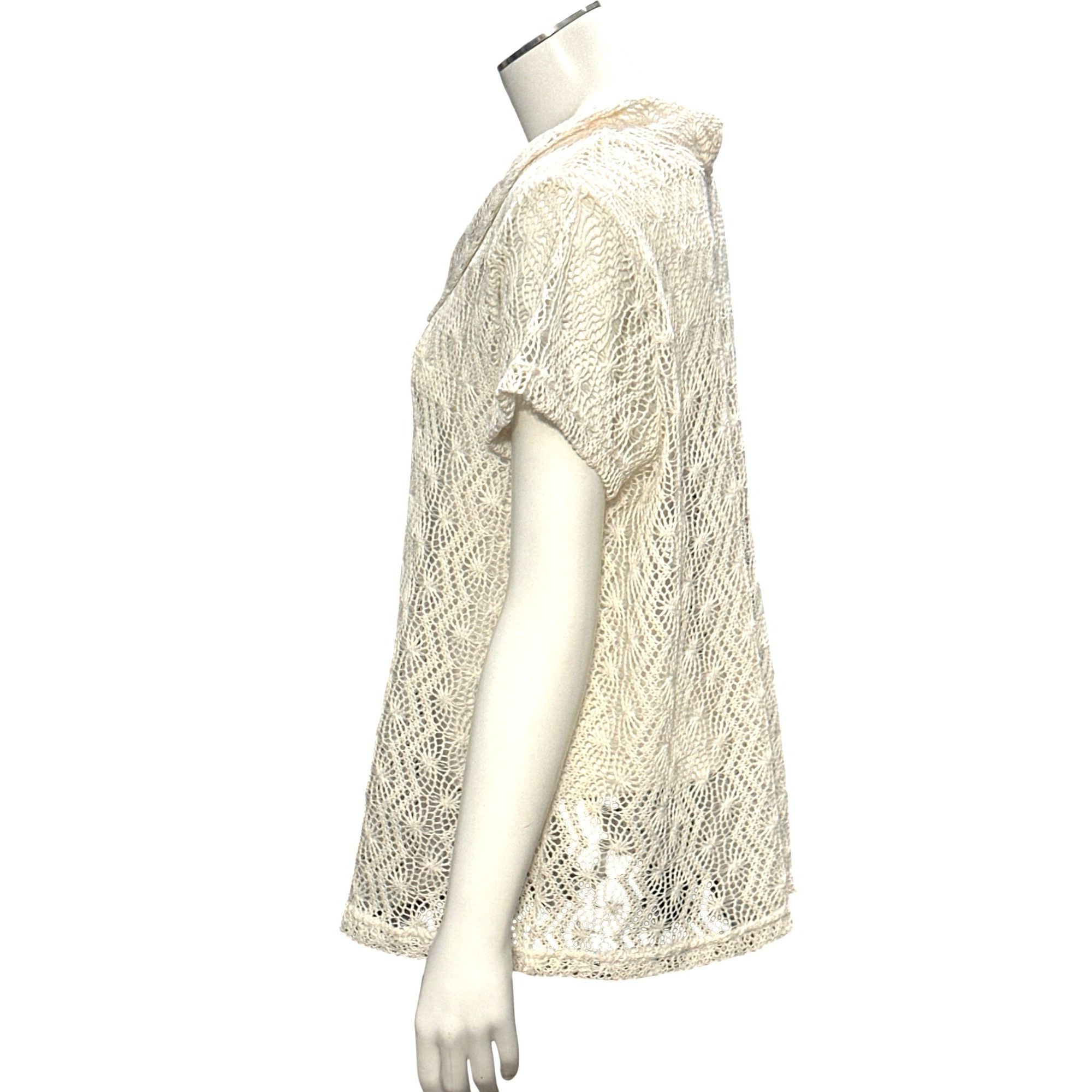 Other CCC Vintage Cream Lace Short Sleeve Embroidered Pullover Blo Size XL / US 12-14 / IT 48-50 - 2 Thumbnail