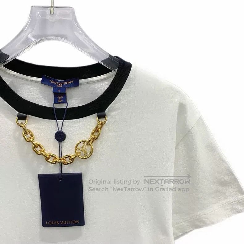 Louis Vuitton Louis Vuitton 23 White Chain Cotton Crew Neck Short Sleeve Size US S / EU 44-46 / 1 - 3 Thumbnail