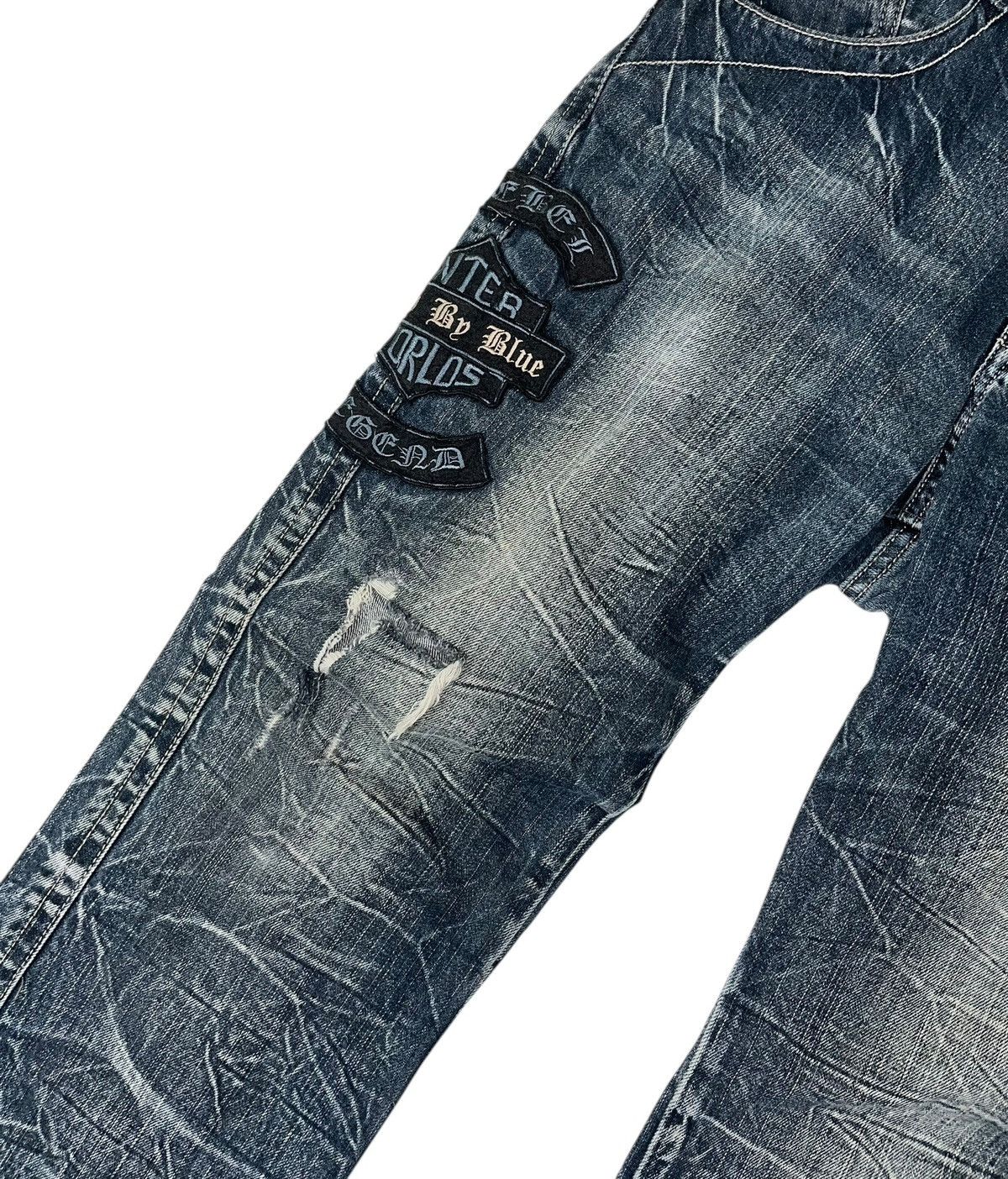 Japanese Brand Japan Brand Blow By Blue Stone Wash Patches Denim Jeans Size US 33 - 7 Thumbnail