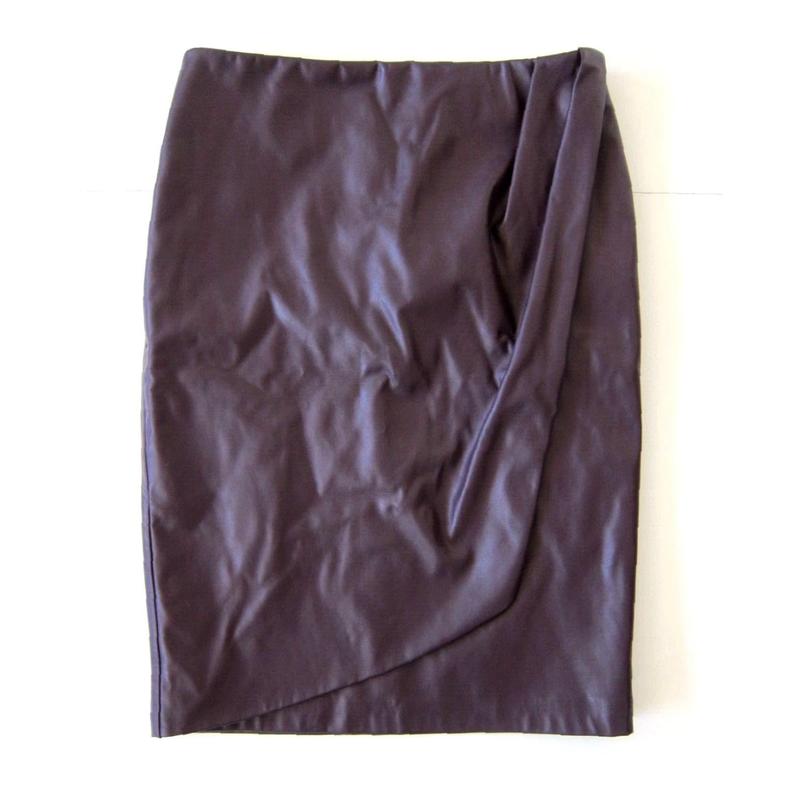Calvin Klein Calvin Klein Purple Faux Leather Zipper Straight Pencil Wrap Work Skirt 4 Womens Knee Length Size 2 30" Waist 38" Hip Bar 23.5" Waist to Hem Size 26" / US 2 / IT 38 - 2 Thumbnail