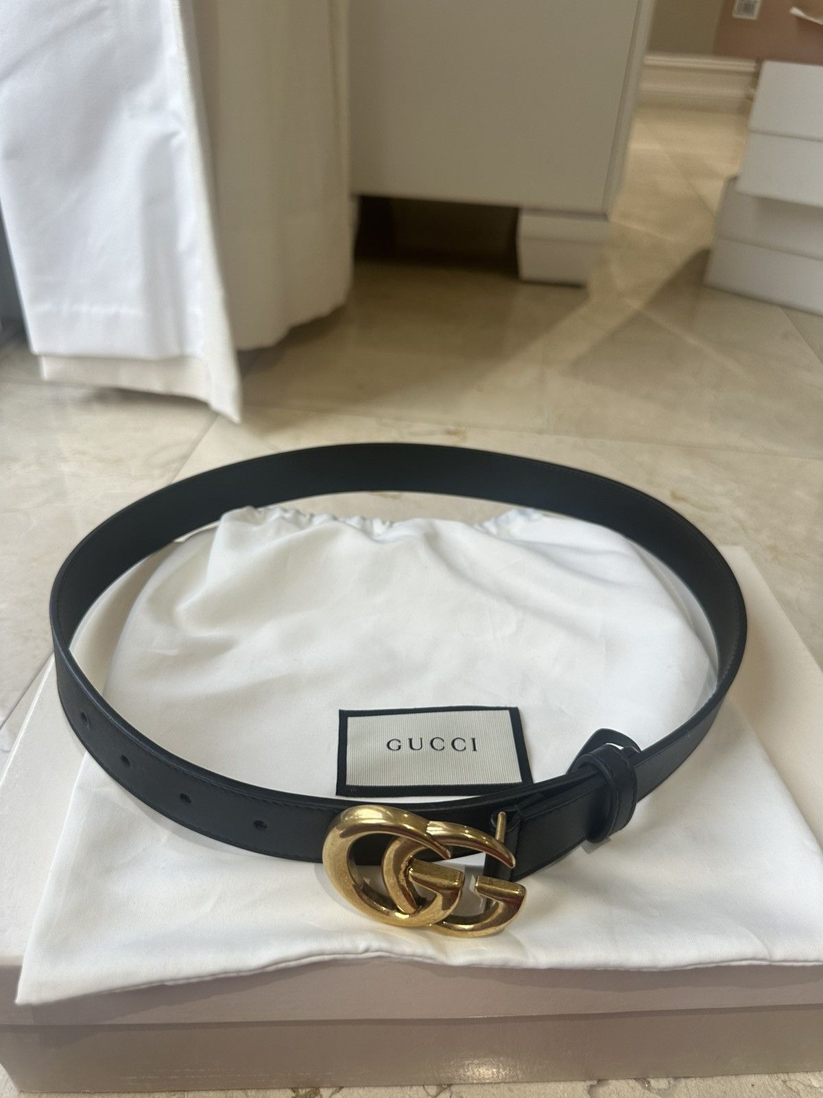 image of Black Gucci Wide Belt With Gold Detail, Women's