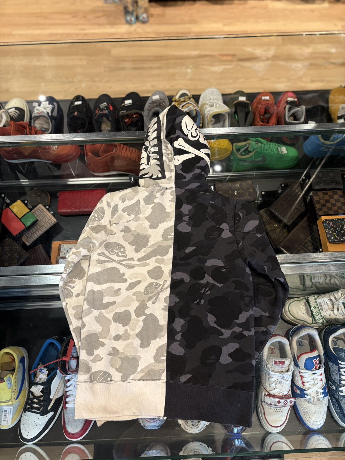 Bape × Neighborhood Bape Neighborhood Split Gray Zip Hoodie Size Small Size US S / EU 44-46 / 1 - 2 Thumbnail