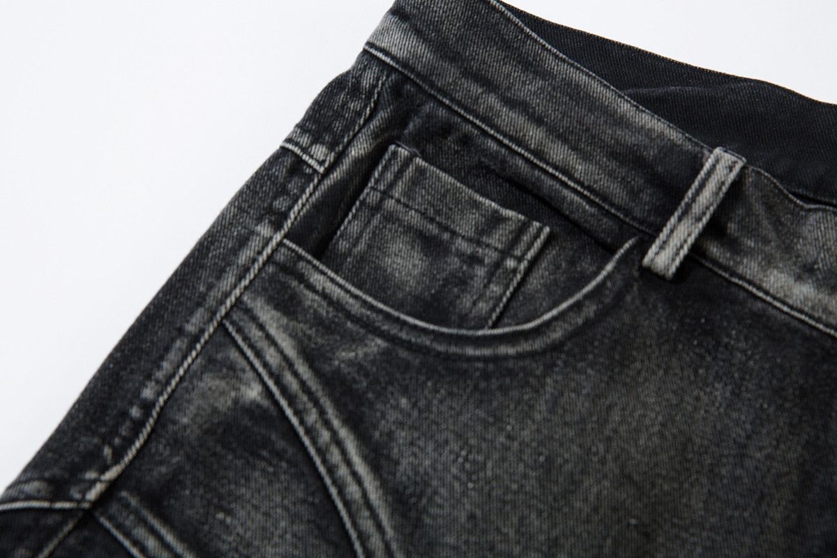Japanese Brand × Jean Streetwear Washed Black Baggy Straight Solid Jeans Size US 33 - 5 Thumbnail