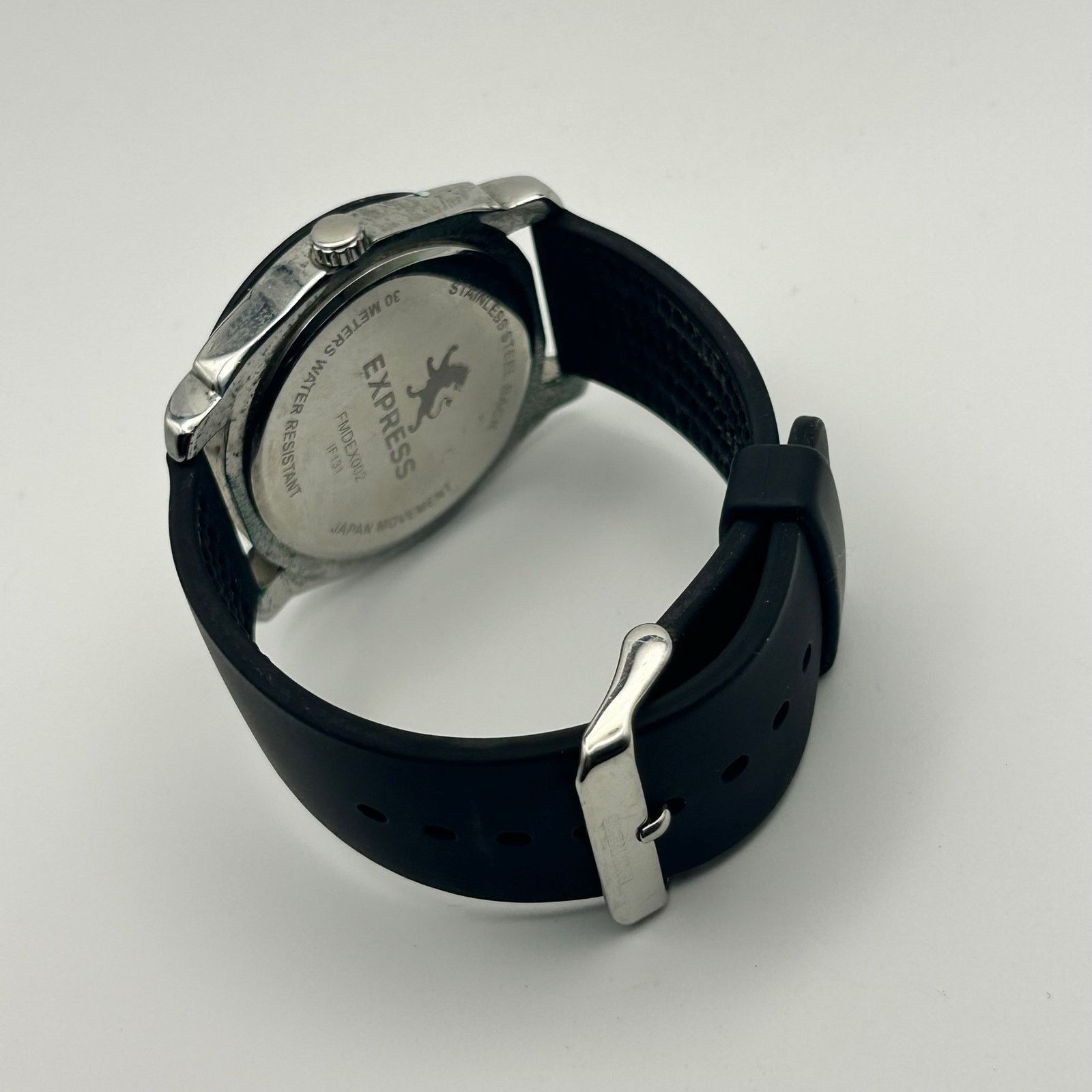 Express Express Black Silver St. Steel Men’s Analog Watch Size ONE SIZE - 5 Thumbnail