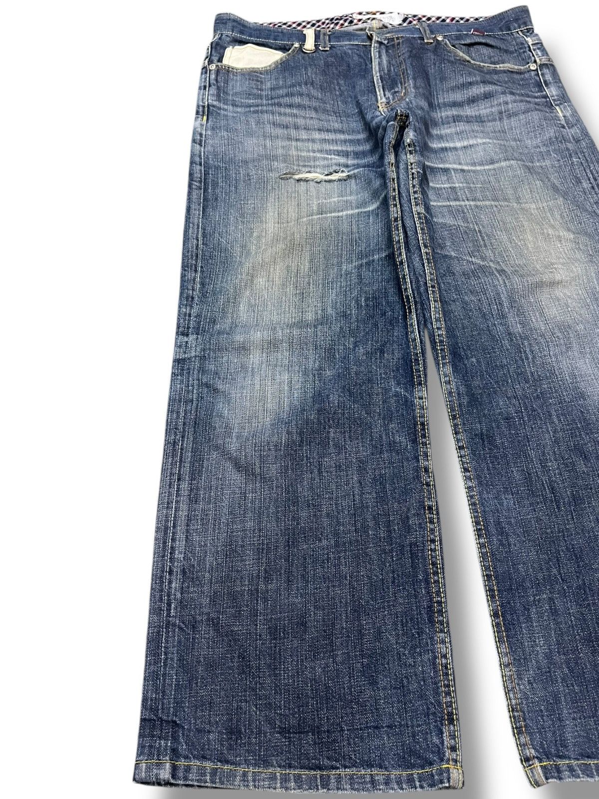 JNCO × Japanese Brand Vintage Groove Grand Baggy Distressed Denim Size US 35 - 3 Thumbnail