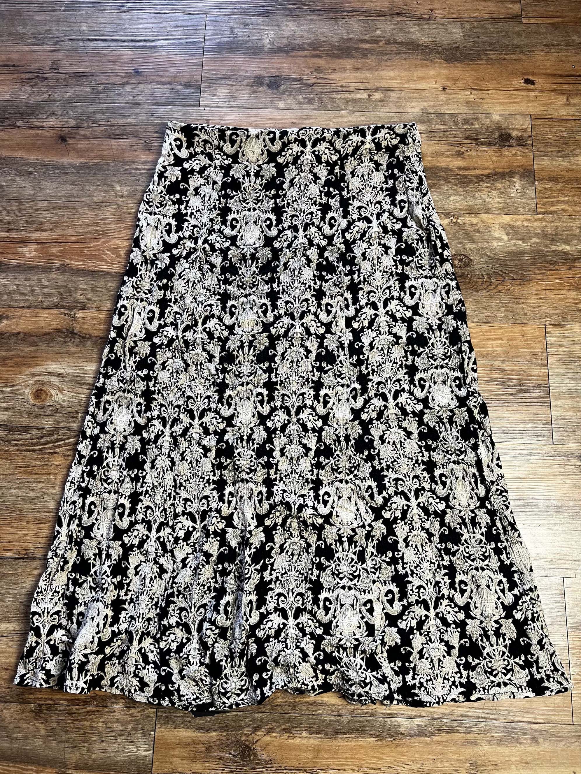 Vintage Vintage 1990's Resource Paisley Button Front Midi Skirt Size 25" / US 0 / IT 36 - 7 Thumbnail