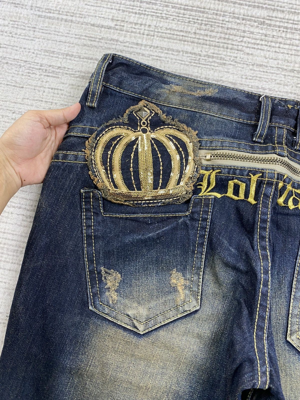 If Six Was Nine × Japanese Brand × Vintage Vintage Lolita Baggy Jeans Washes Distressed Denim Pants Size US 36 / EU 52 - 13 Thumbnail