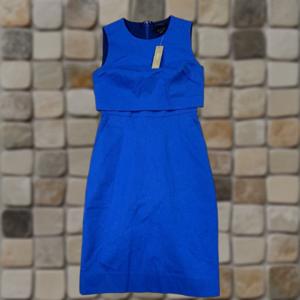 J.Crew J.Crew Dress Womens 00 P Blue Cotton Blend Blouson Knee Length Dress Color Blue Blouson Womens 00 P Petite Size XXS / US 00 / IT 34 - 1 Thumbnail